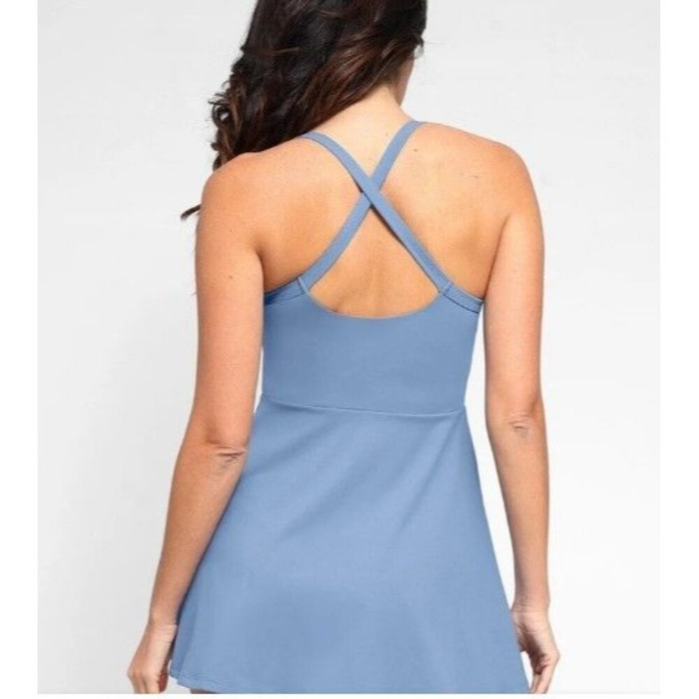 Popilush Blue Athletic Tennis Womens Dress Crisscross Back Built-In Shorts M - Picture 7 of 13